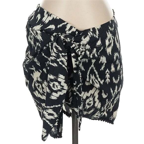 Zara Knoted Wrap Printed Black & White Mini Skirt New - Picture 2 of 5